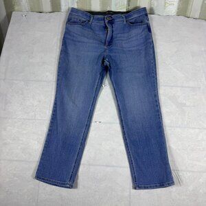 Lee Slim Fit Straight Jeans Womens Blue Denim Stretch Mid‎ Rise Size 14 Petite